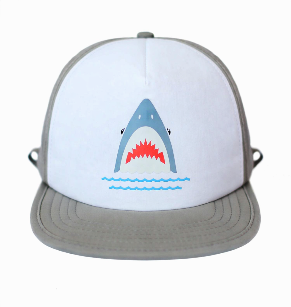 Great White Shark Bite Kids Sun Hat - Chin Strap Water Resistant