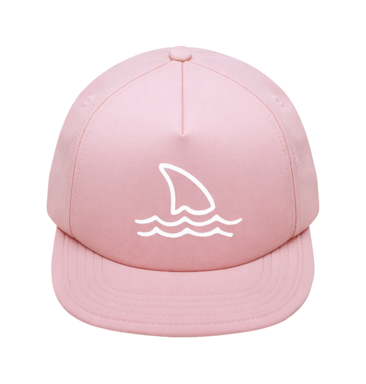 Pink girls kids shark fin waterproof sun beach hat chin strap secure stays on