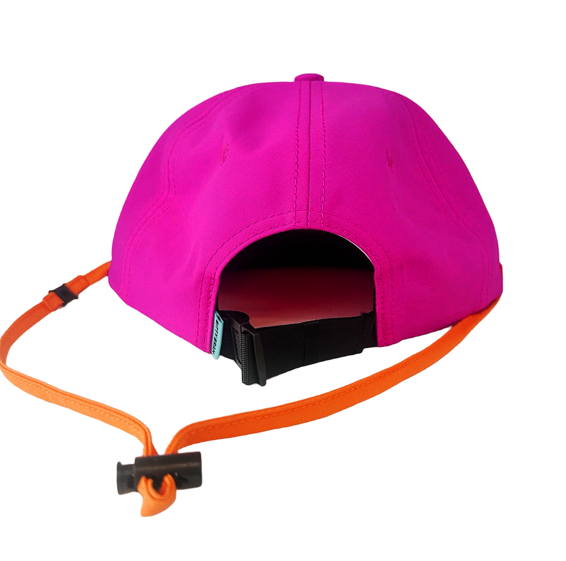 Back view of water resistant and SPF 50 girls trucker hat showing adjustable back clip