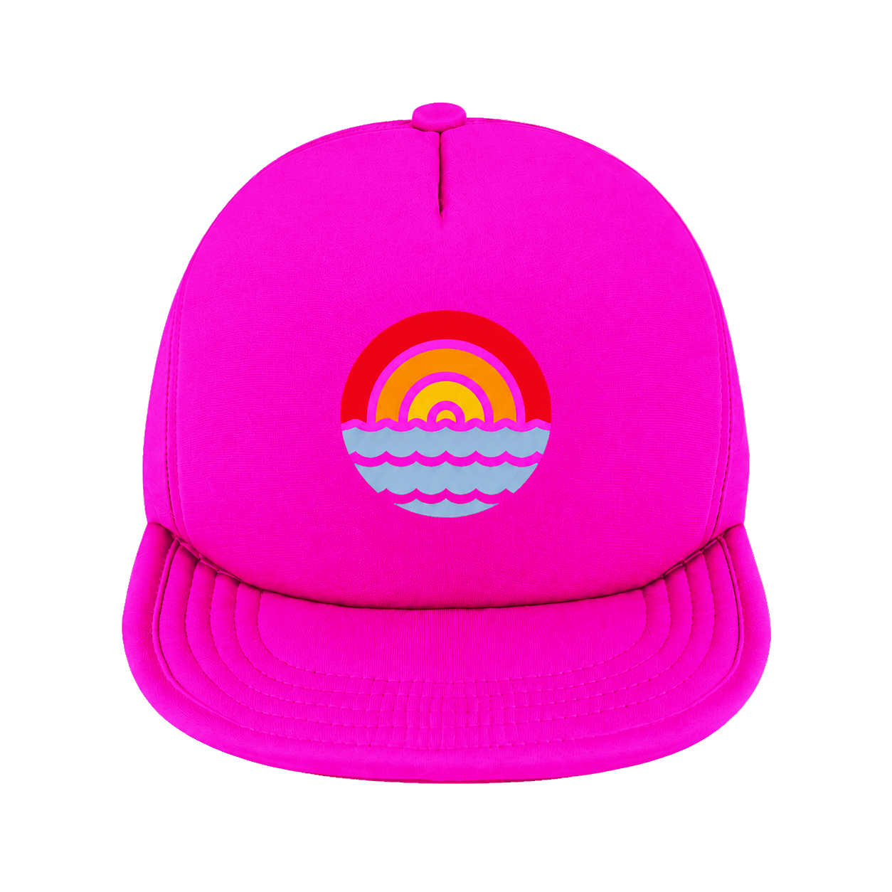 Sunset logo pink girls UPF 50 sun hat front view Sunset Sessions stay on chin strap