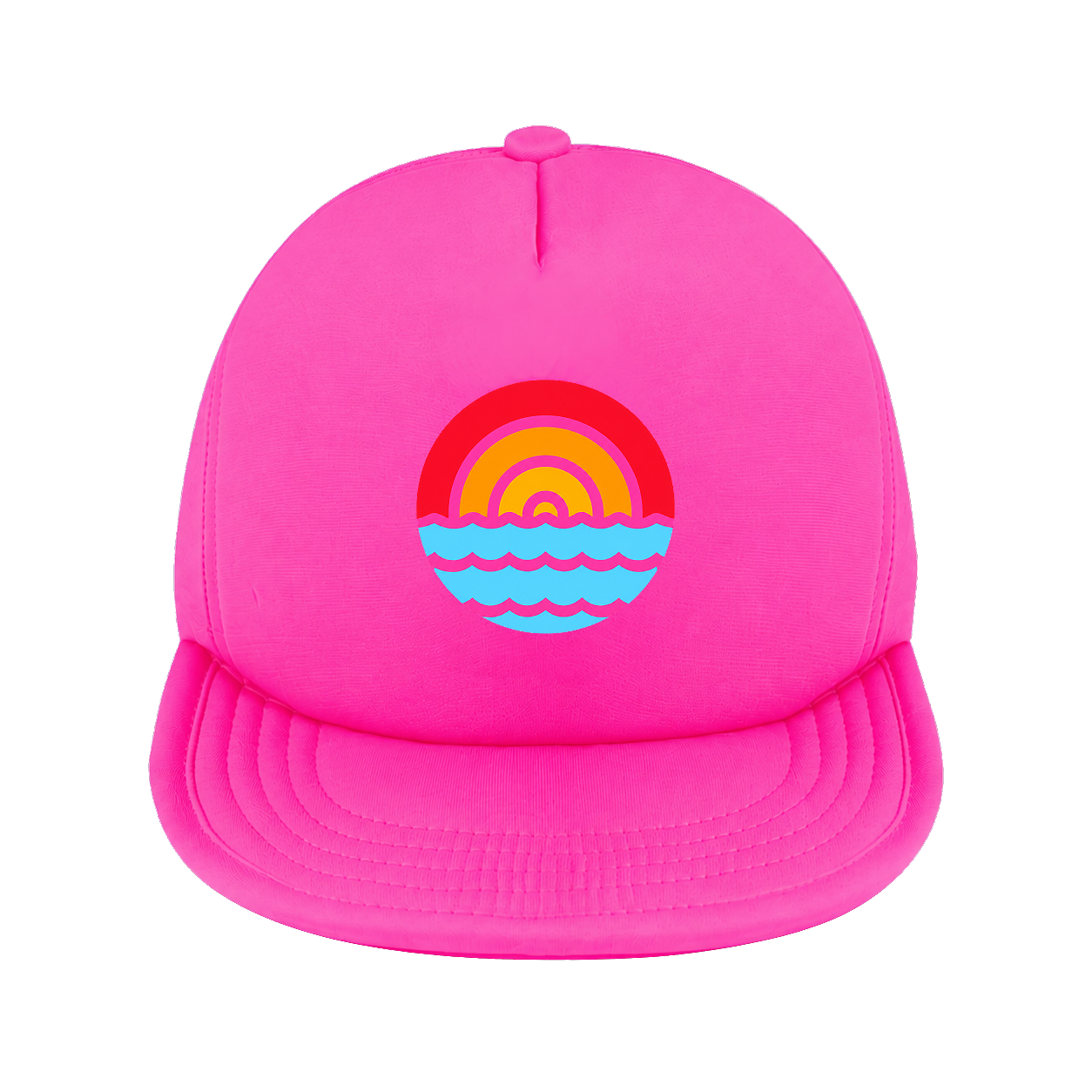Sunset logo pink girls UPF 50 sun hat front view Sunset Sessions stay on chin strap