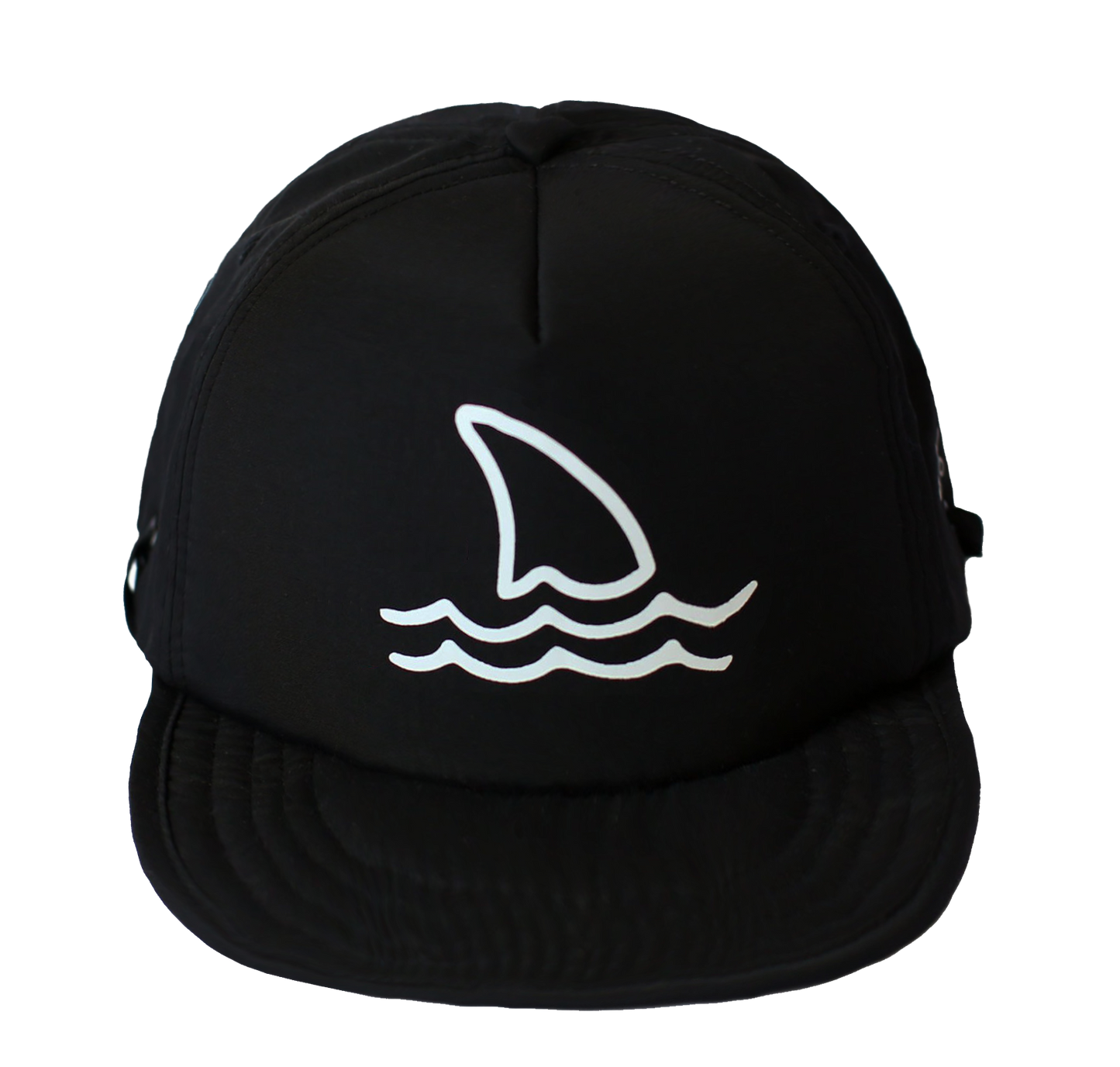 Kids Secure Chin Strap Trucker Hat Nylon & Water Resistant - Shark Fin Driftwood Black