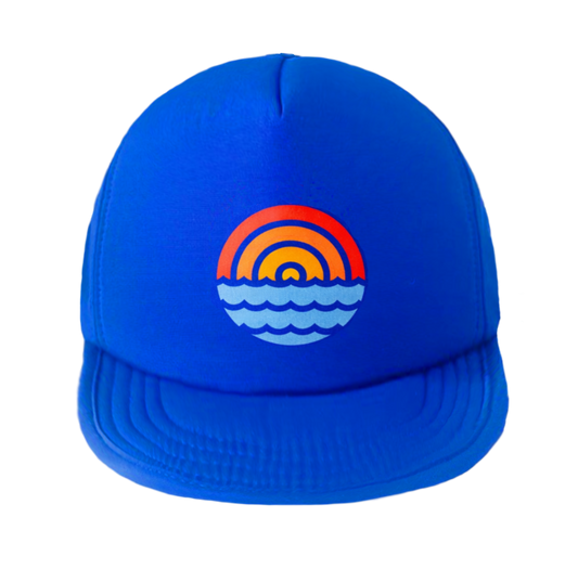 Kids Nylon Water Resistant Secure Strap Hat with Sun Protection UPF 50 - Sunset Sessions Ultramarine